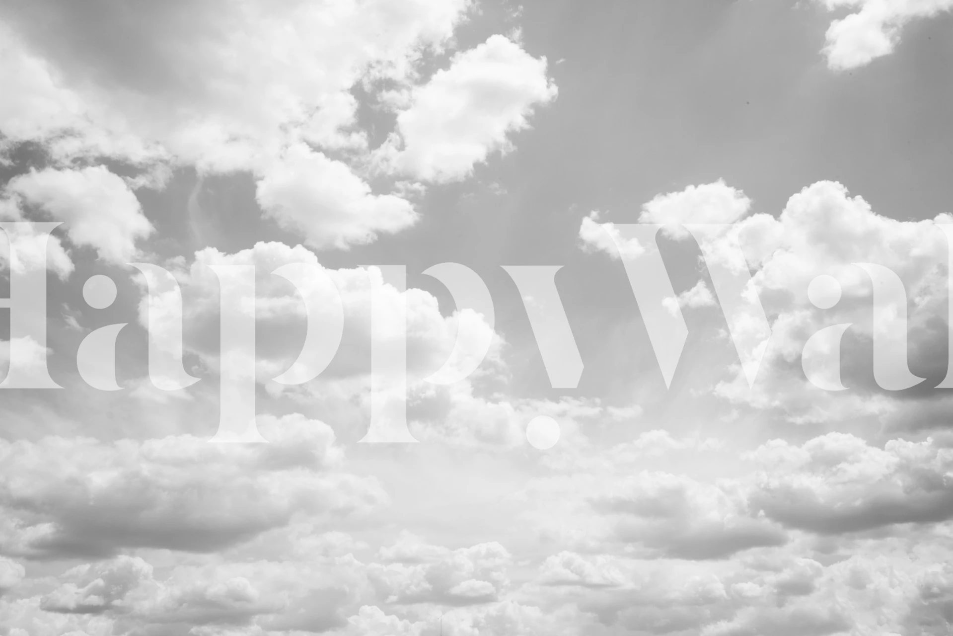 Witte, luchtige wolken op een lichtgrijze achtergrond wallpaper