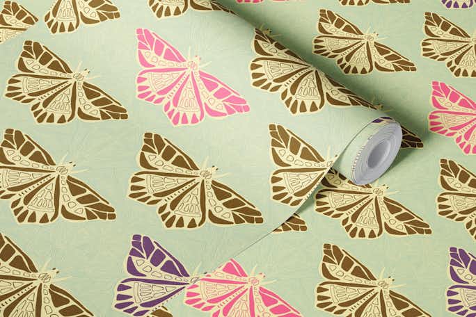 Retro Butterflies Mintwallpaper roll