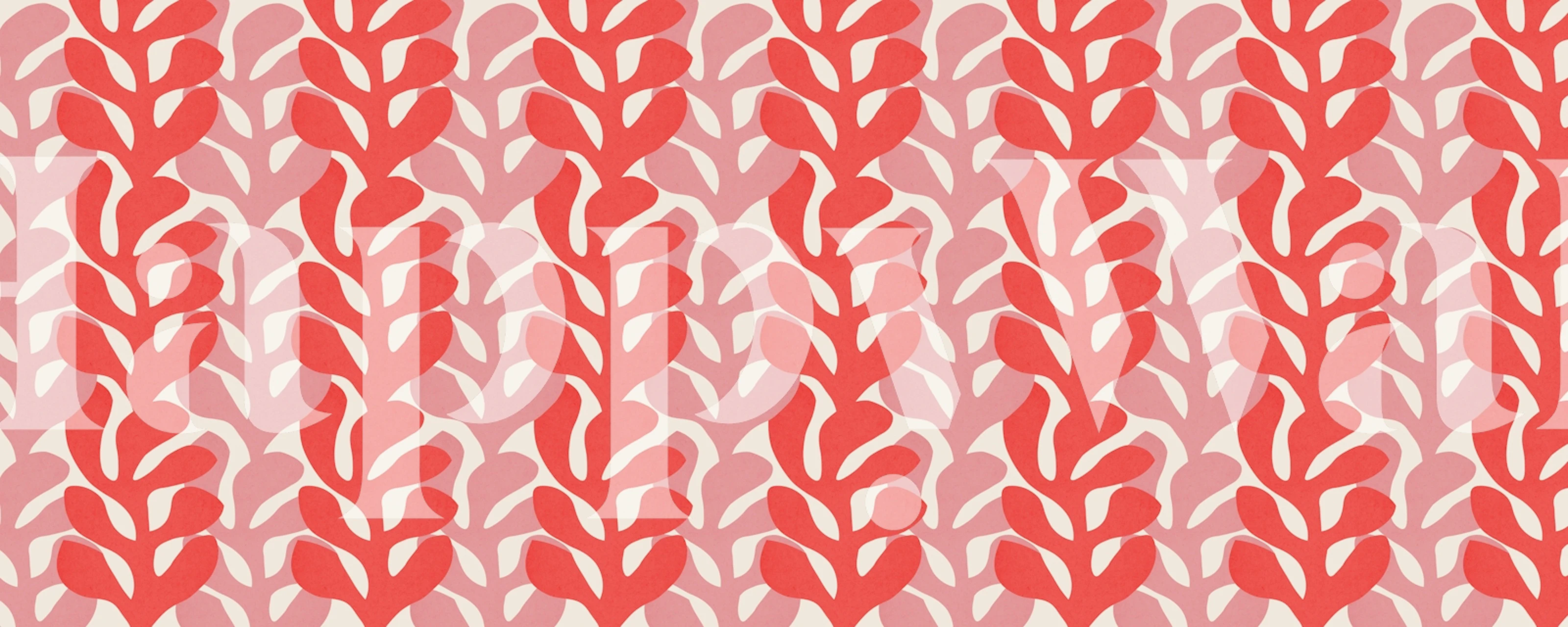 Fototapete mit stilisiertem Blumenmuster in sanften Rot- und Weißtönen, inspiriert von Matisses Kunst