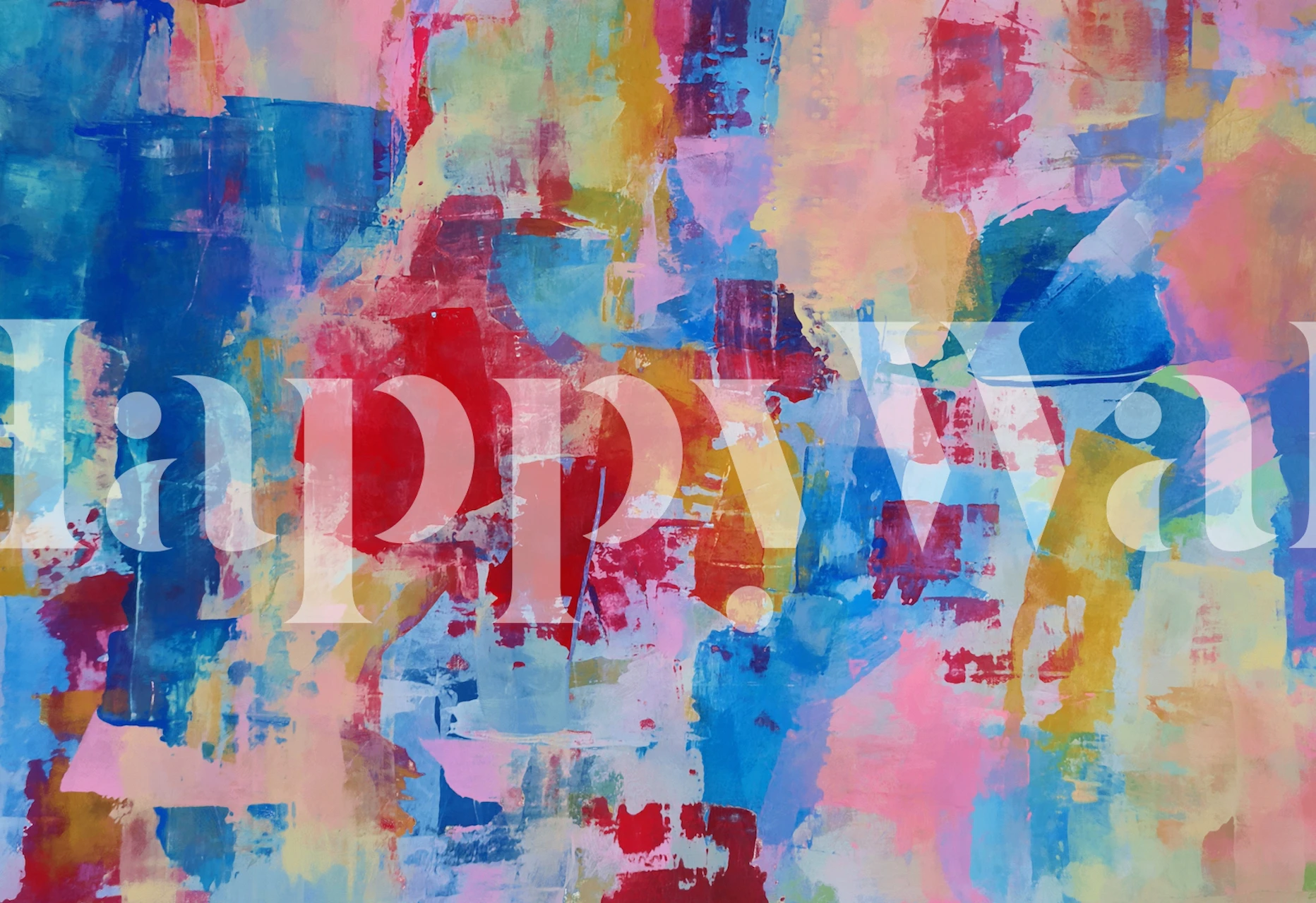 Colorful abstract brush strokes in red, blue, pink, and yellow wallpaper