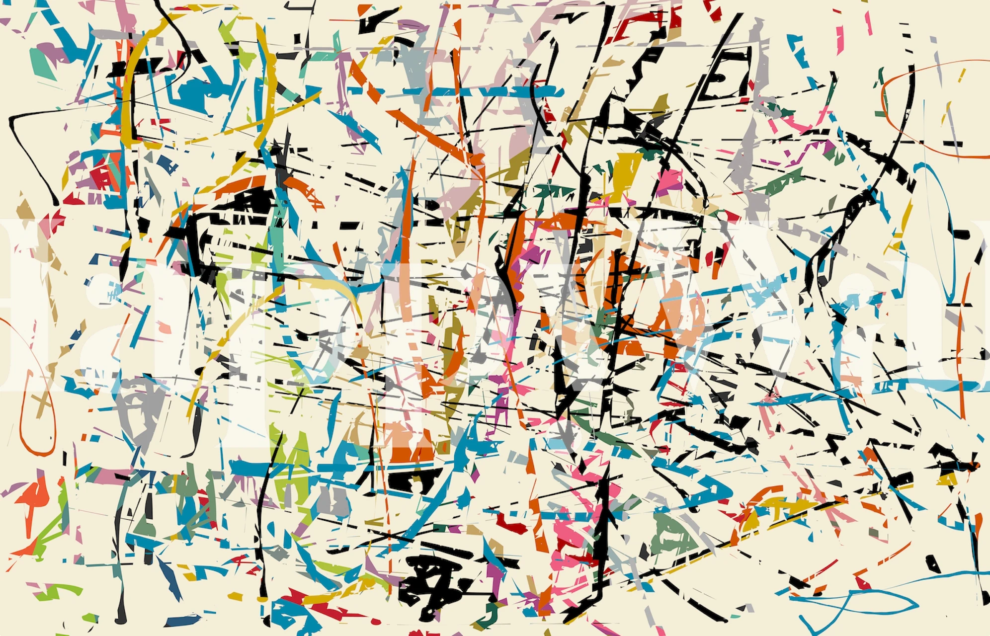 Abstract colorful doodle art wall mural