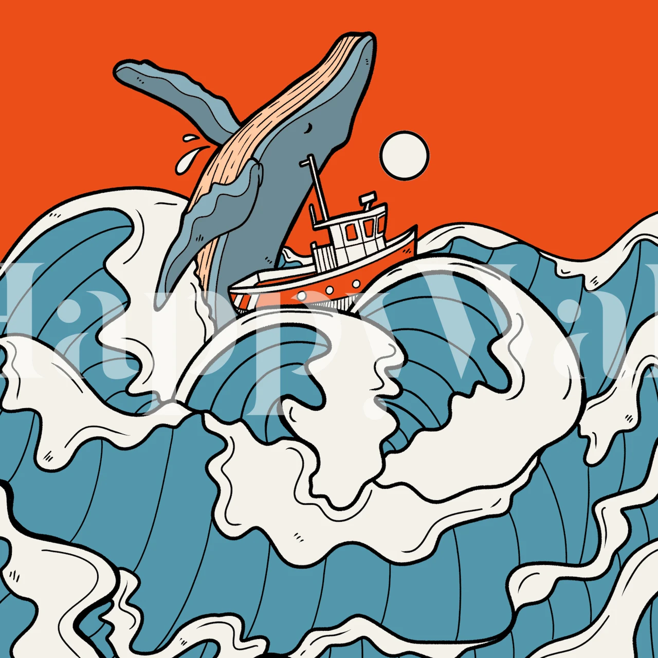 Papel tapiz Choppy ocean waves en una habitación