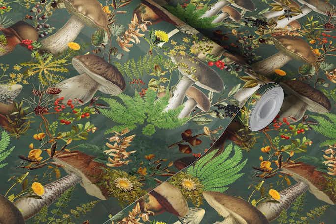 Mysterious Vintage Autumn Forest Botanical Gardenwallpaper roll