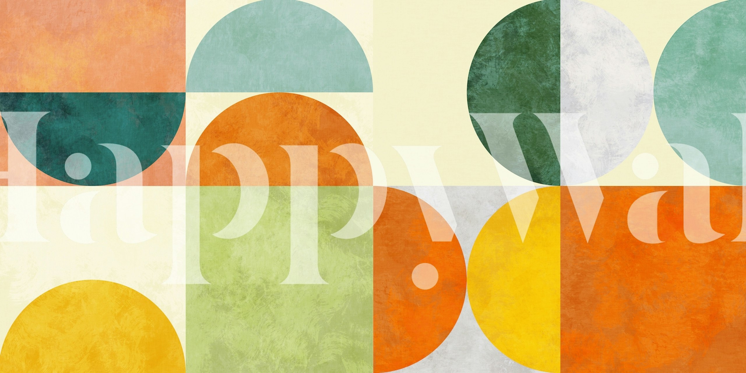 Bauhaus Retro Geometry 2 wall mural featuring minimalist shapes in pastel colors