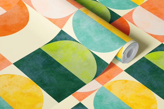 colorful checkers mid century modern 3wallpaper roll