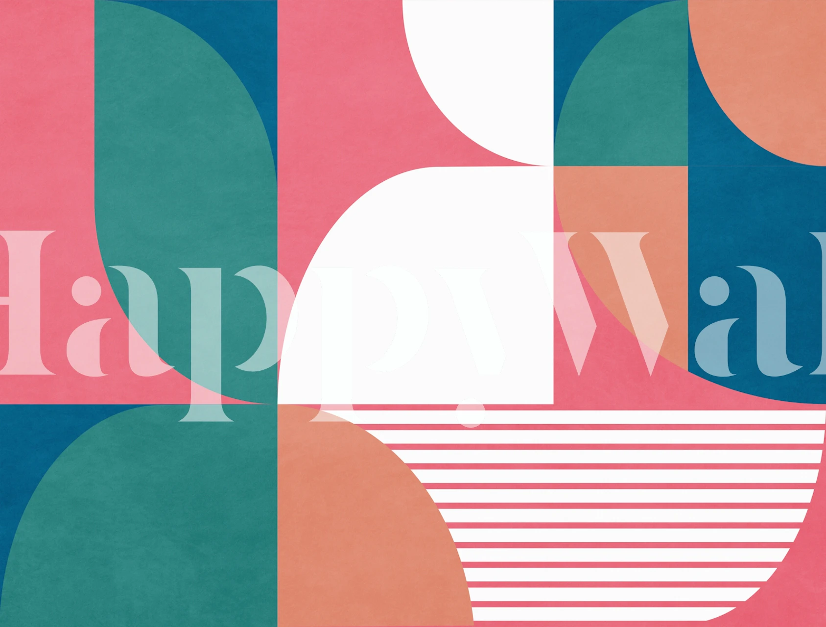 Geometric shapes in pink, green, and blue colors wallpaper