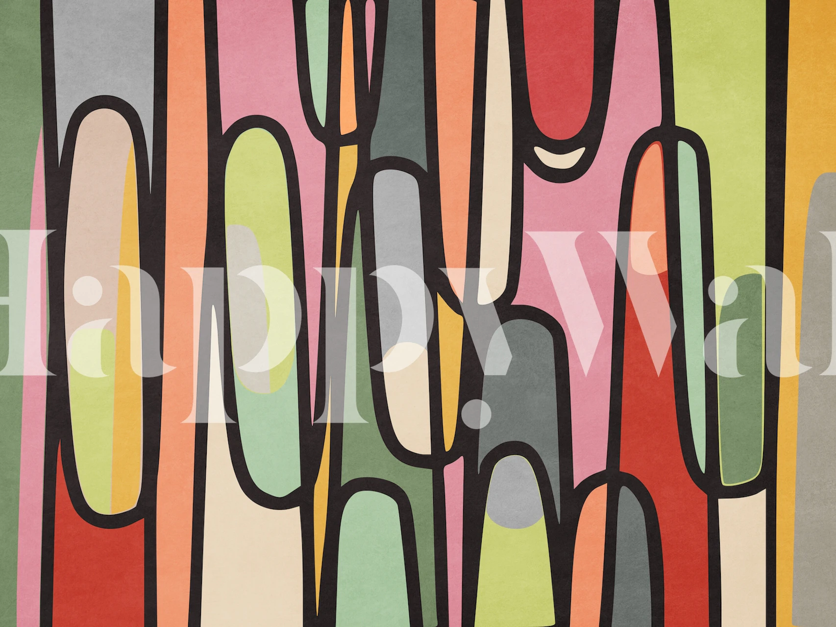 Zidna slika apstraktne šarene avenije 1 sa živim linijama i blokovima u boji