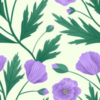 Purple Poppies on Light Sage tapete