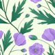 Purple Poppies on Light Sage
