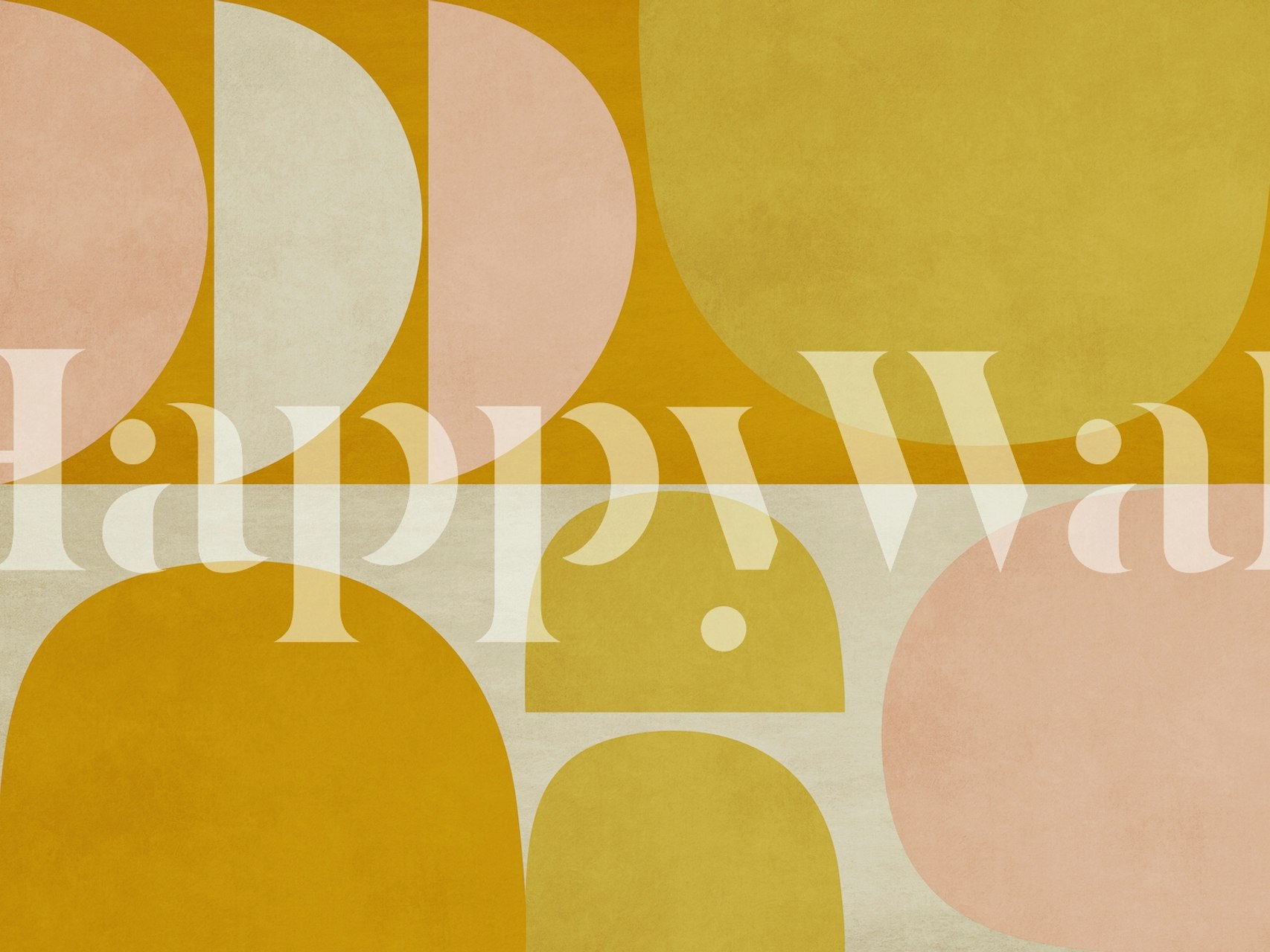 Fotomural Abstract G6 In con círculos geométricos en mostaza, melocotón y crema