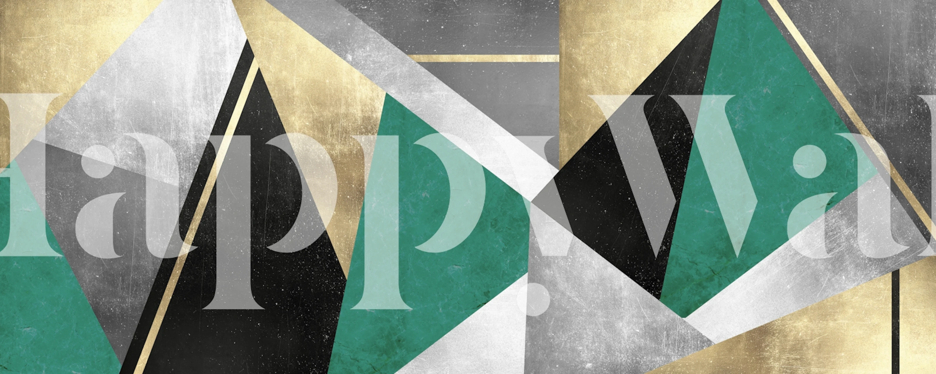 Gold and green geometric shapes wall mural