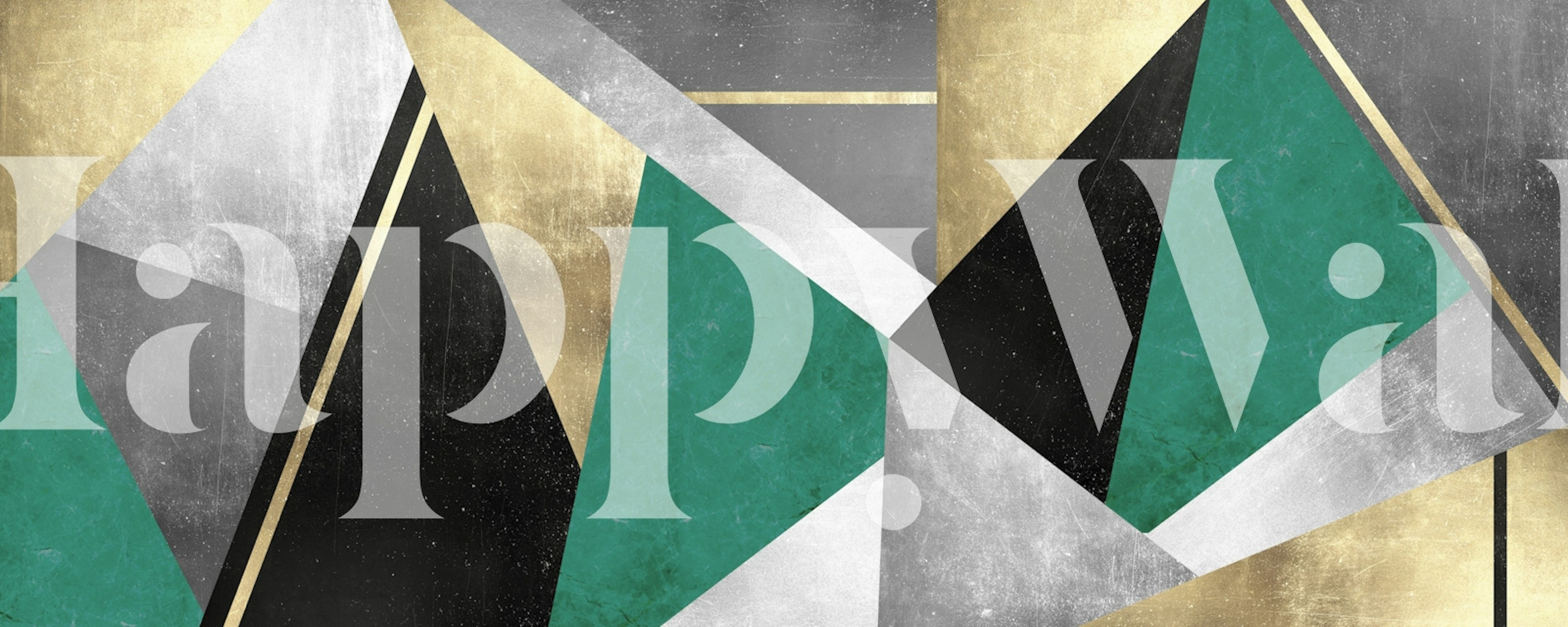 Zlatni i zeleni geometrijski oblici zidni mural