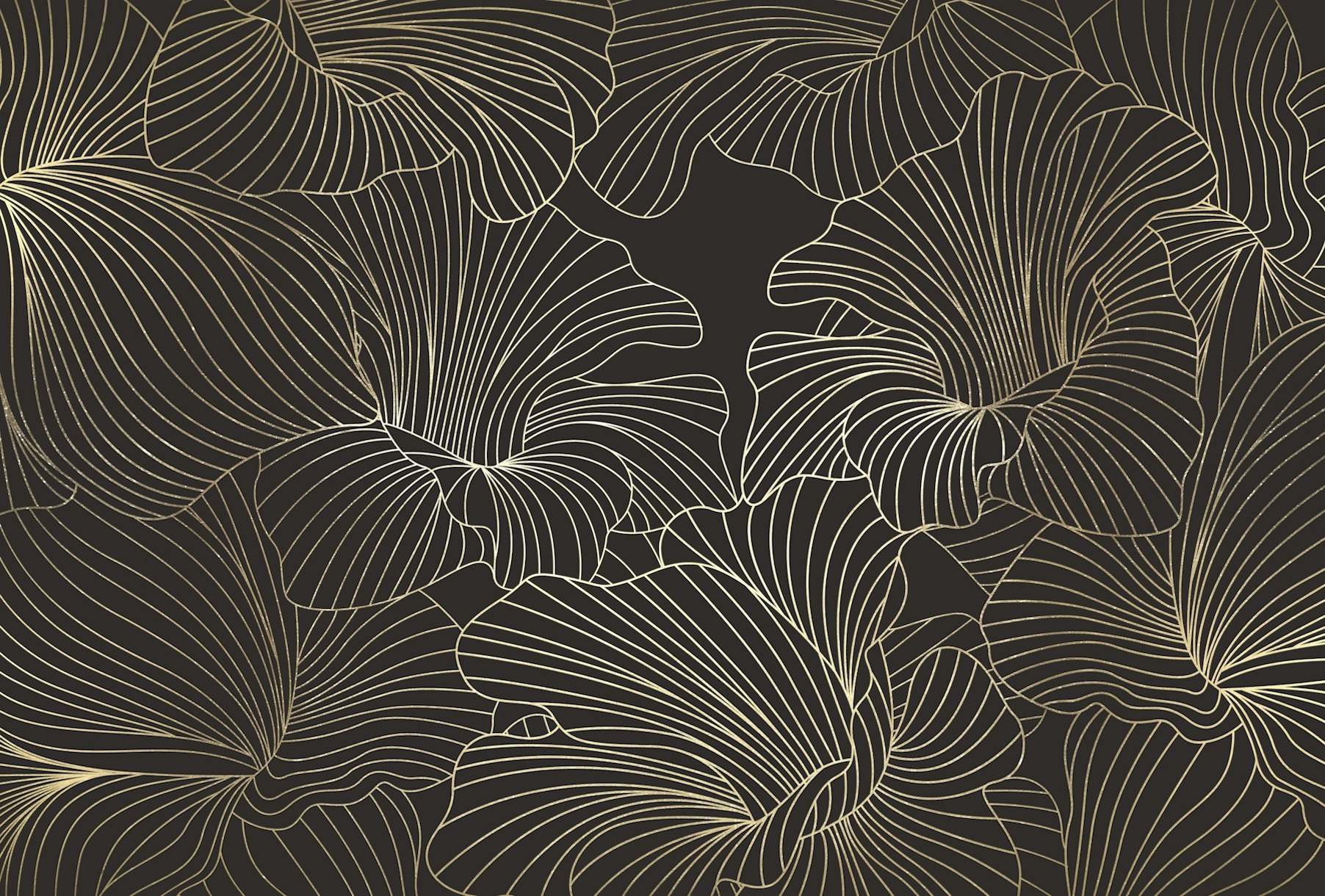 Buy Golden Floral Lines Wallpaper