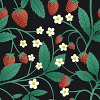Retro Strawberries on Black papiers peint