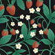 Retro Strawberries on Black