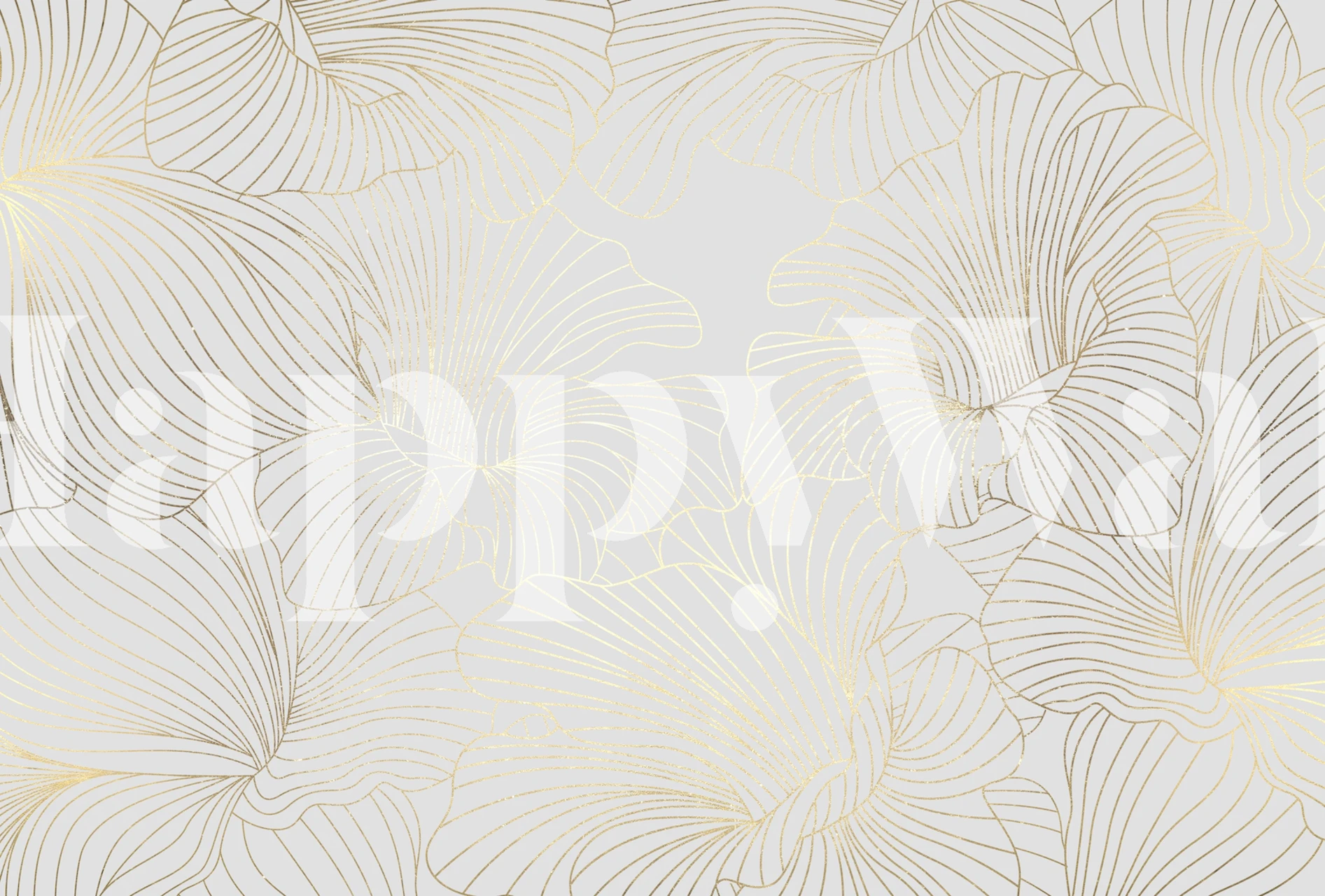 Papel tapiz Golden floral lines en un entorno de habitación