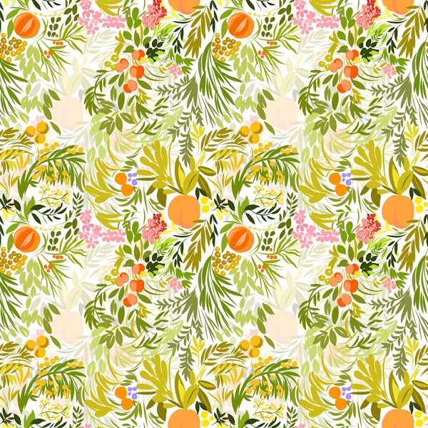 Oranges peach lemon and fruits pattern garden