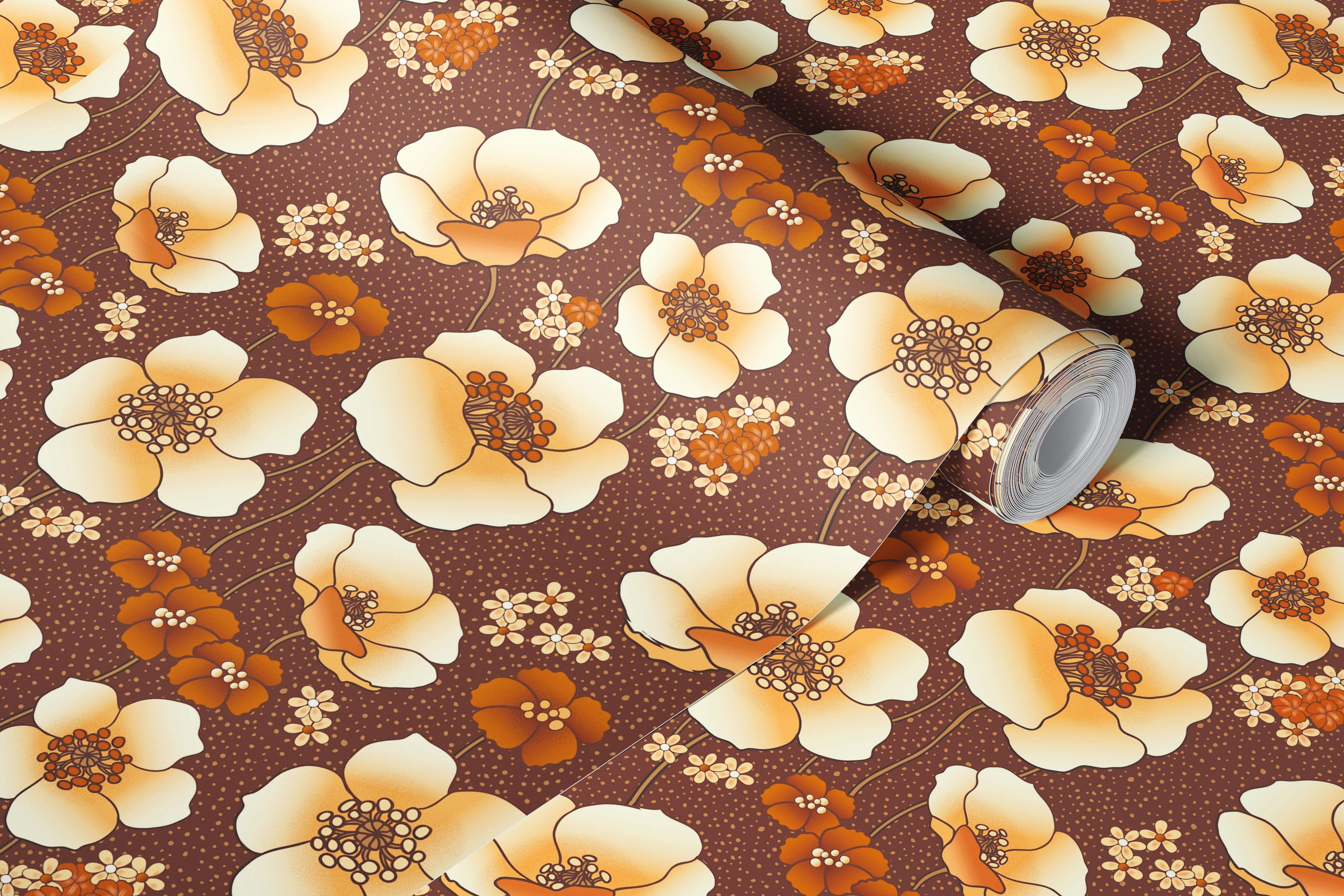 Poppies in earth tones tapetti esillä