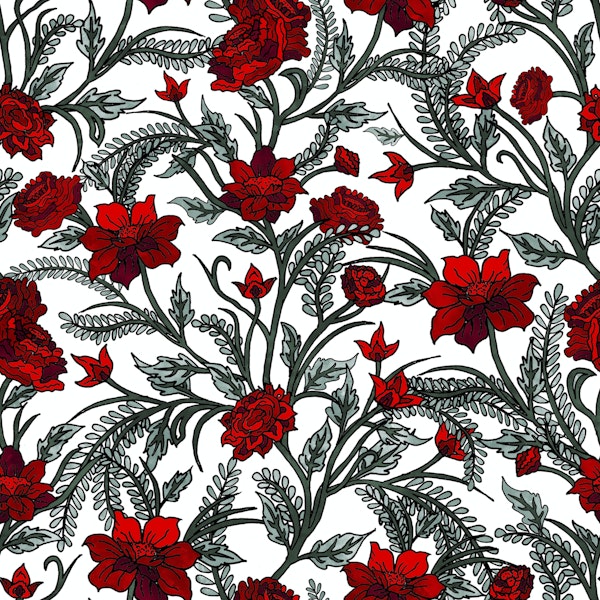 Beautiful Red Roses Pattern White