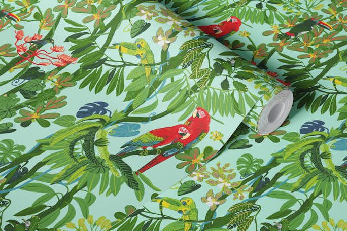 Tropical jungle birdswallpaper roll