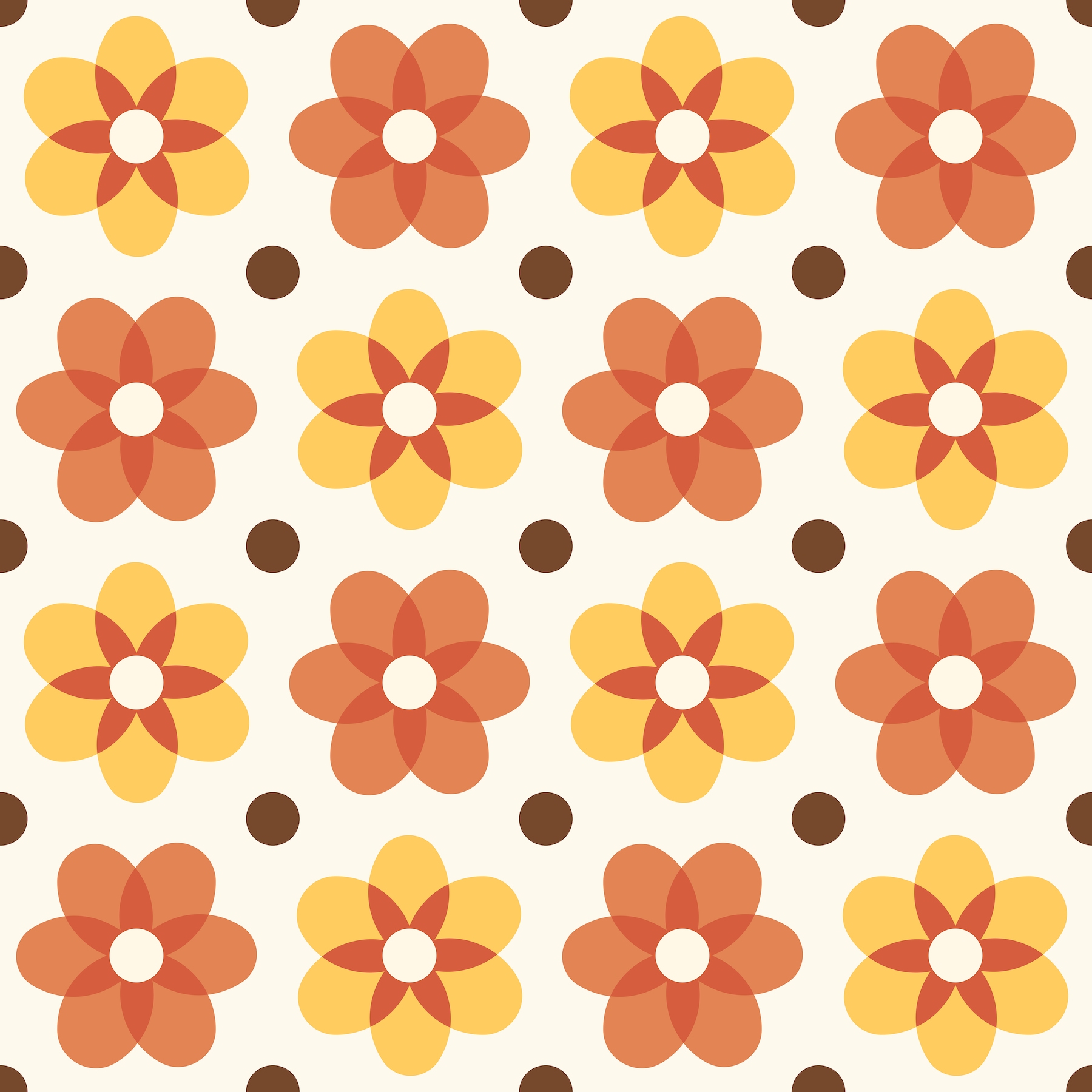 Buy Dotted Retro Flowers Wallpaper Online - Happywall.com