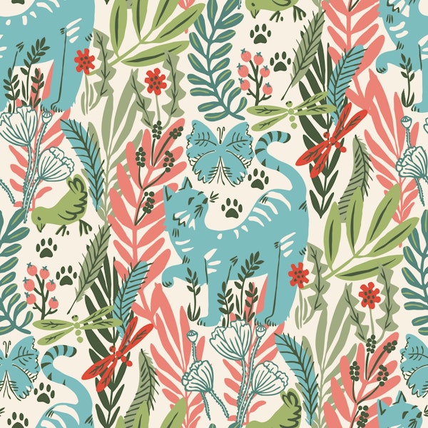 Happy cat in a joyful meadow