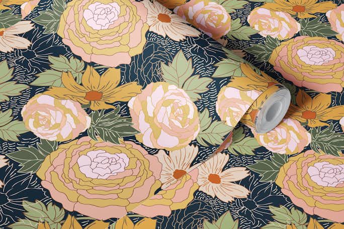 Buttercup flowerswallpaper roll