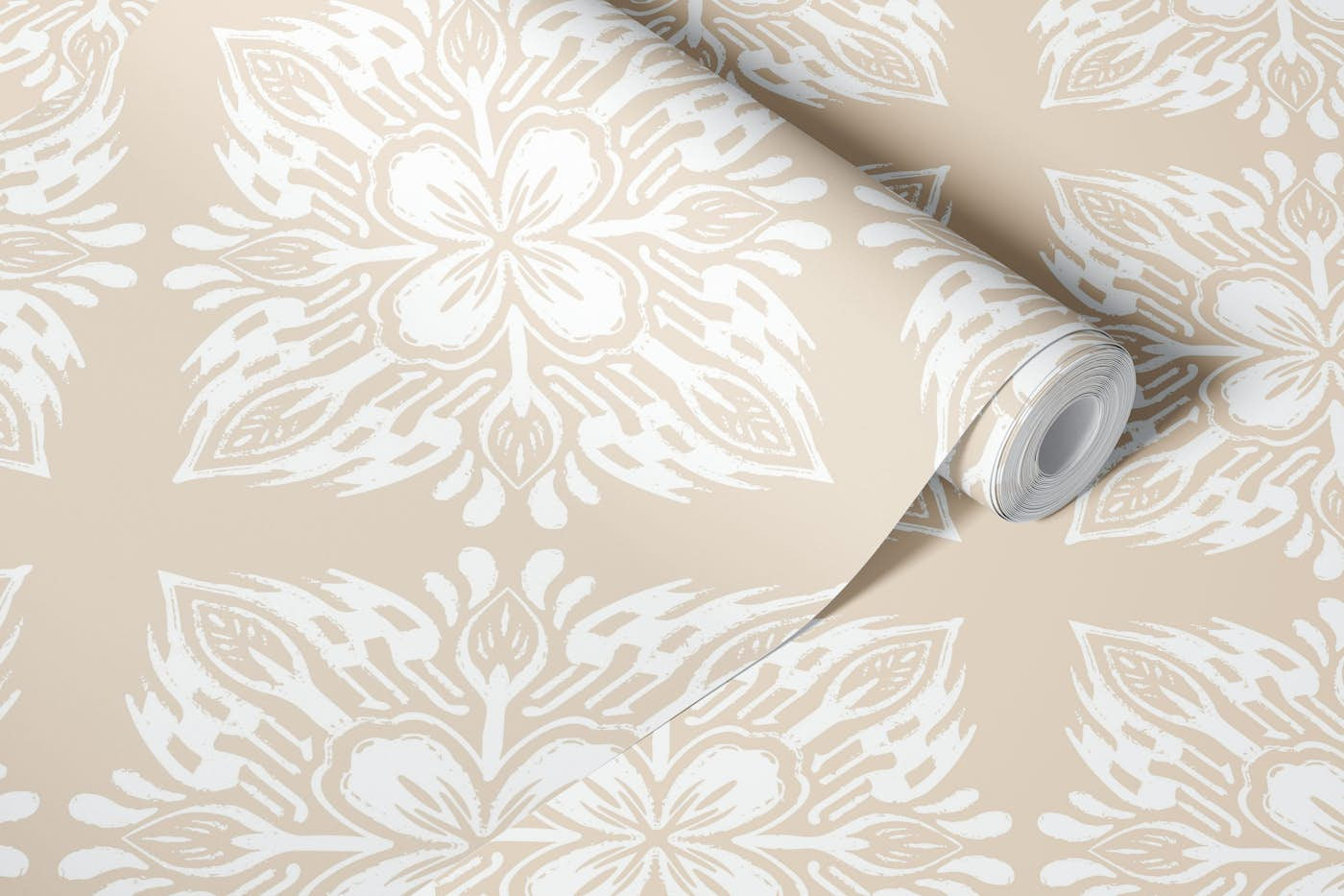 Diamond flower - cream wallpaper roll