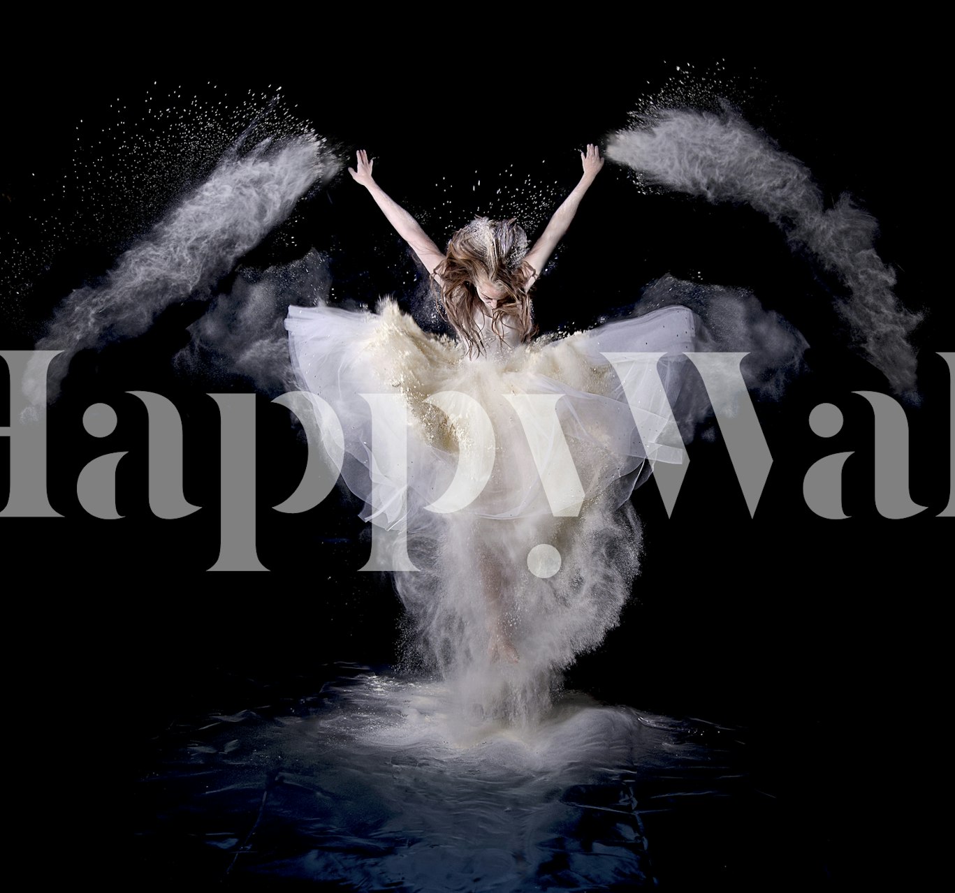 Dynamic figure with powder burst wallpaper design