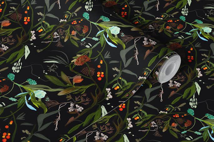 Lush tropical forest foliage leaveswallpaper roll