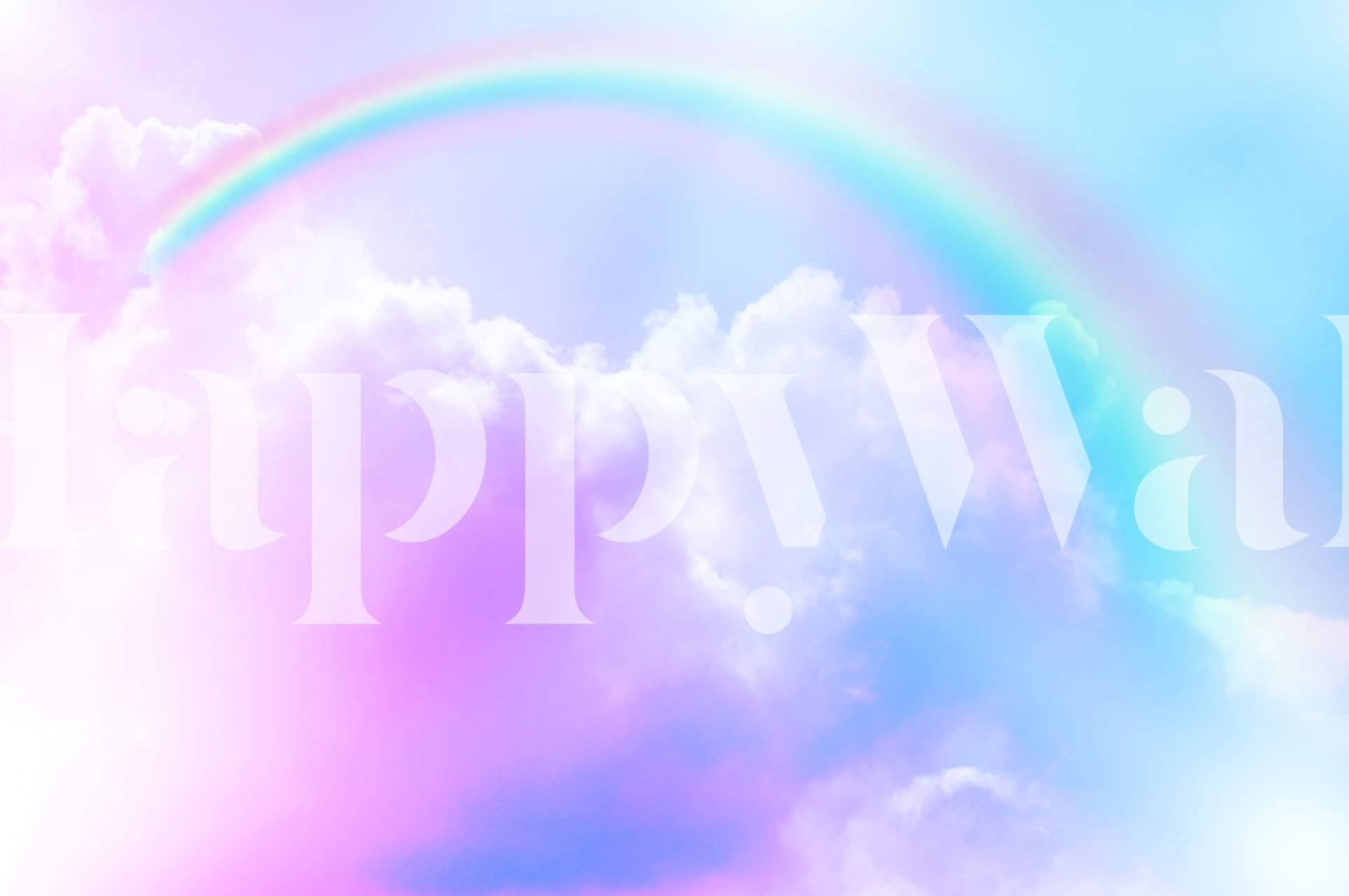 Pink and blue dreamy clouds with a rainbow wallpaper