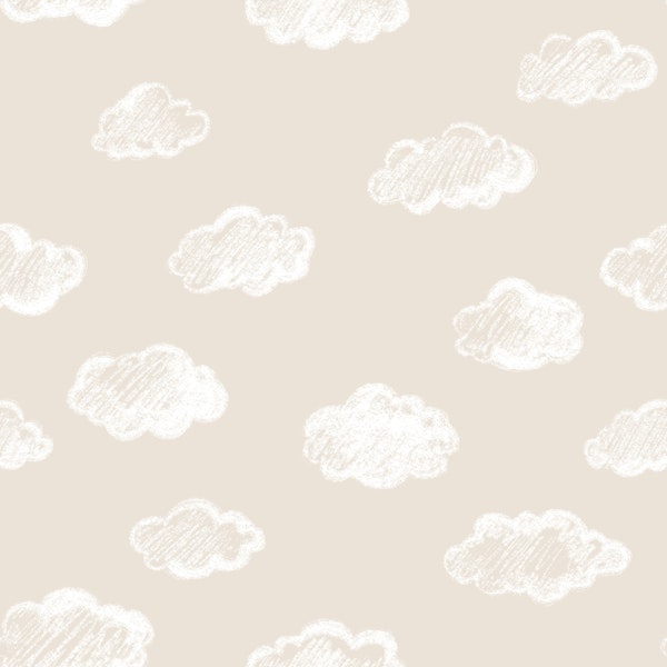 Chalk Clouds Pattern On Cream Beige