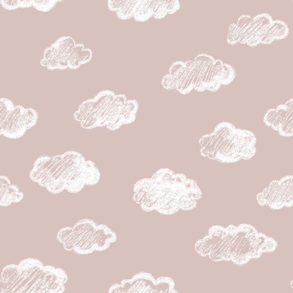 Chalk Clouds Pattern On Blush Pink