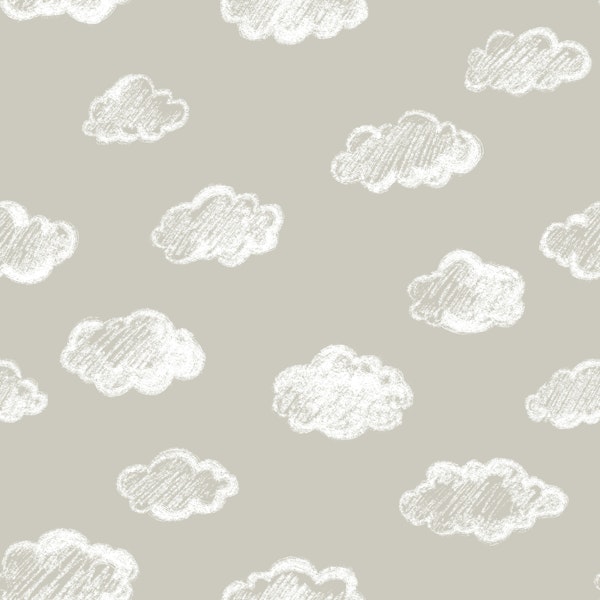 Chalk Clouds Pattern On Dove Grey