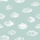 Chalk Clouds Pattern On Duck Blue