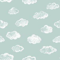 Chalk Clouds Pattern On Duck Blue ταπετσαρία