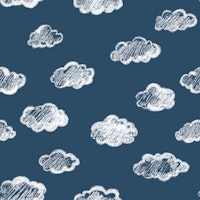 Chalk Clouds Pattern On Navy Blue ταπετσαρία