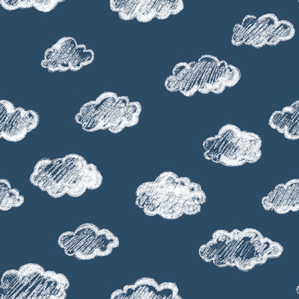 Chalk Clouds Pattern On Navy Blue