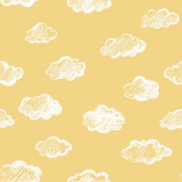 Chalk Clouds Pattern On Yellow
