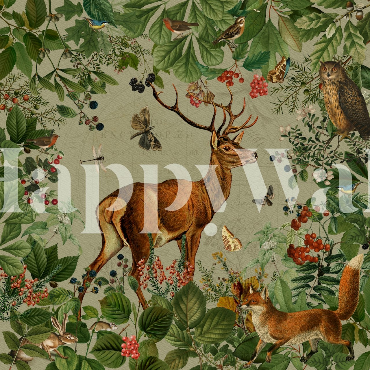 Nostalgic autumn wallpaper con animales del bosque