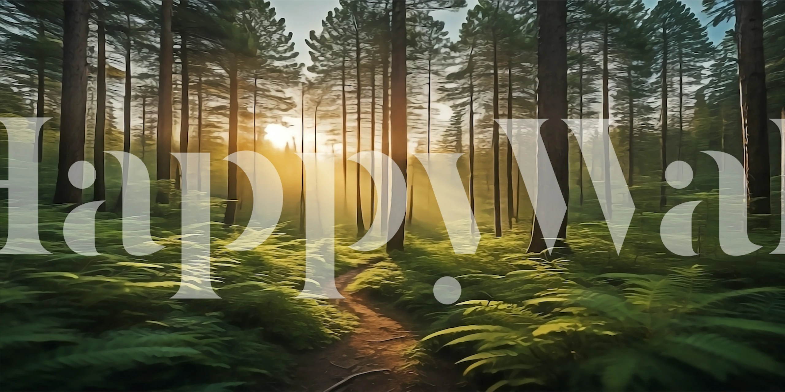 Forest sunset wallpaper in a room