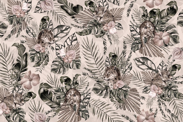 Wild Cheetah Jungle Tropical Vibe Pattern Beige