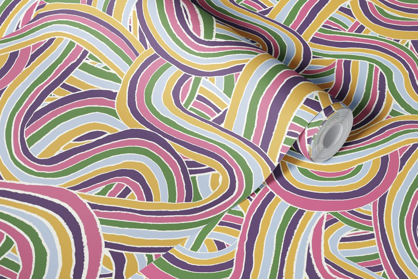 Abstract Handmade Lines and Stripes Spring Colors wallpaper roll