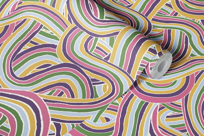 Abstract Handmade Lines and Stripes Spring Colorswallpaper roll
