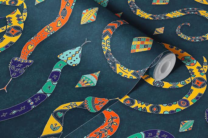 Colorful Scandinavian Snakeswallpaper roll