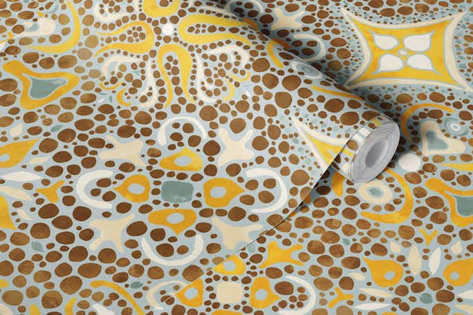 Old yellow mosaics with maximalist designswallpaper roll