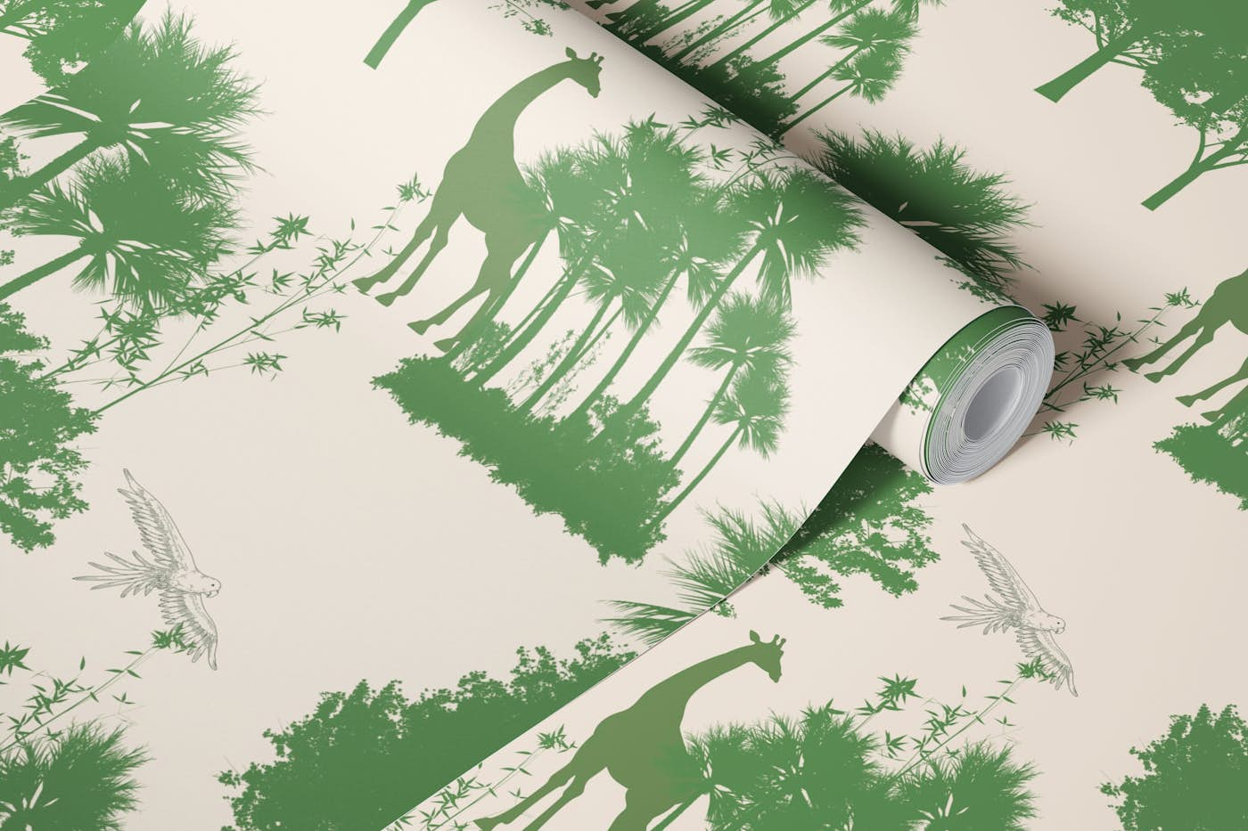 Green Safari Toile wallpaper roll