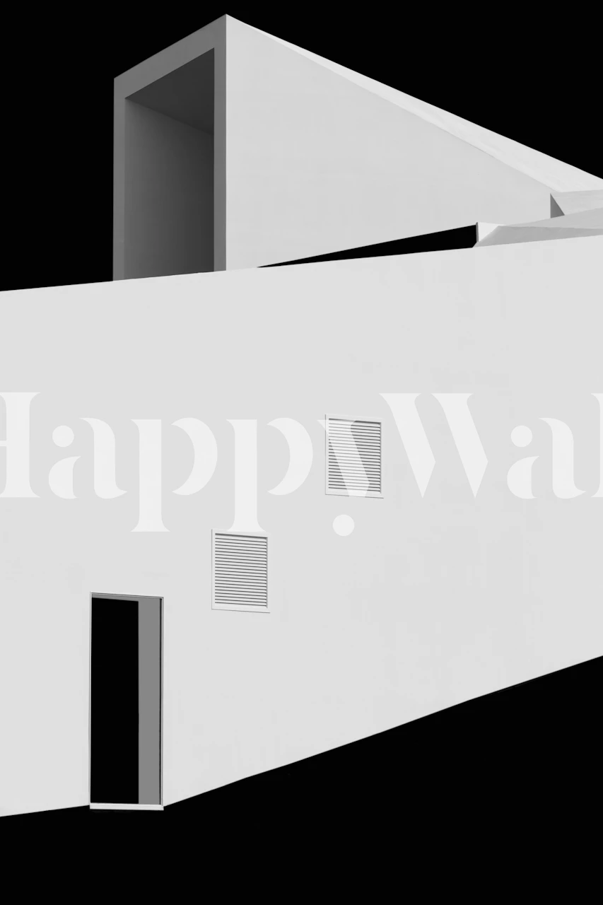 Modern architectural design with white walls and doors wallpaper