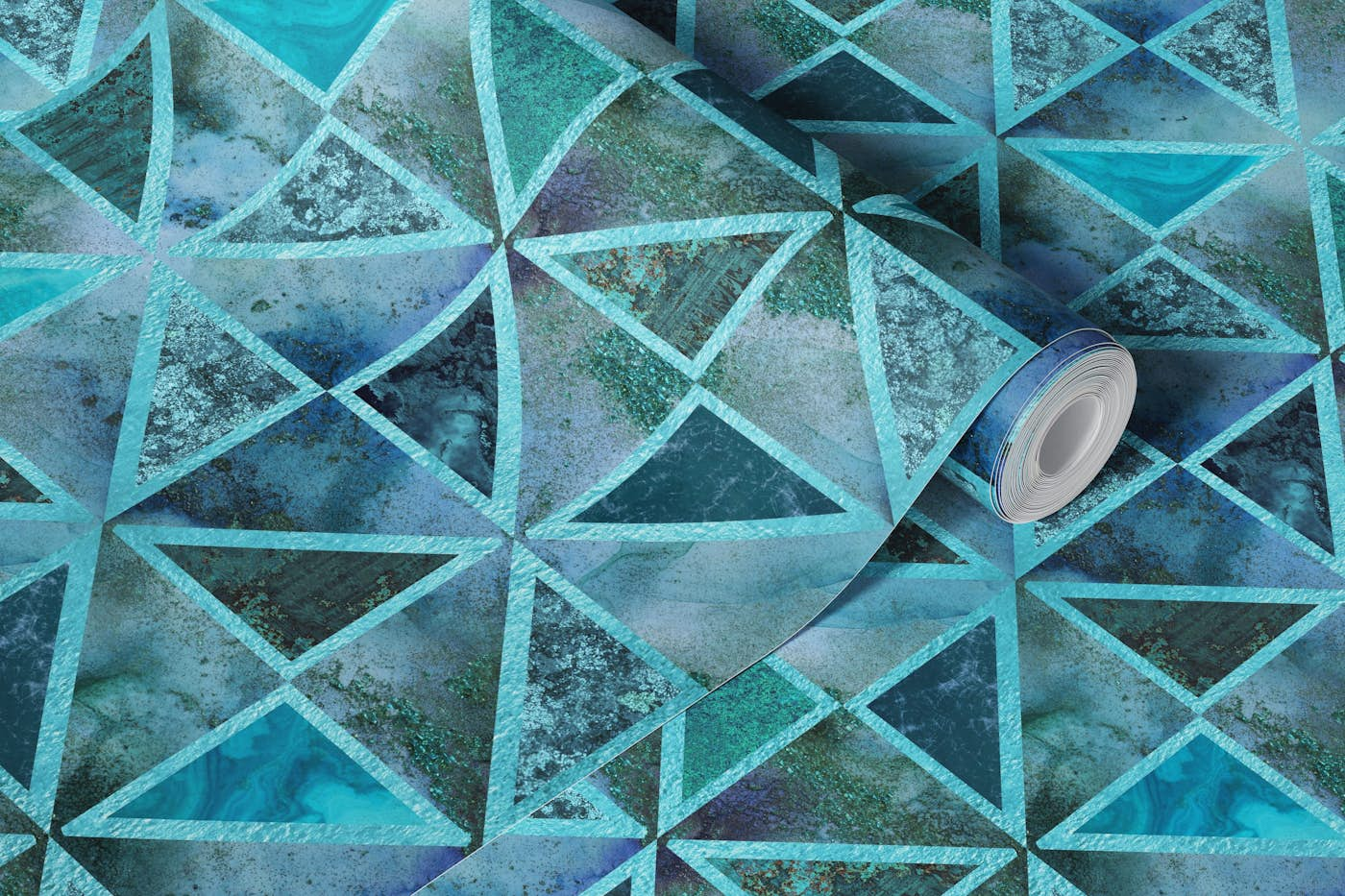 Triangle Modern Turquoise Geometry Pattern wallpaper roll