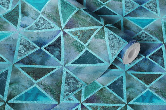 Triangle Modern Turquoise Geometry Patternwallpaper roll